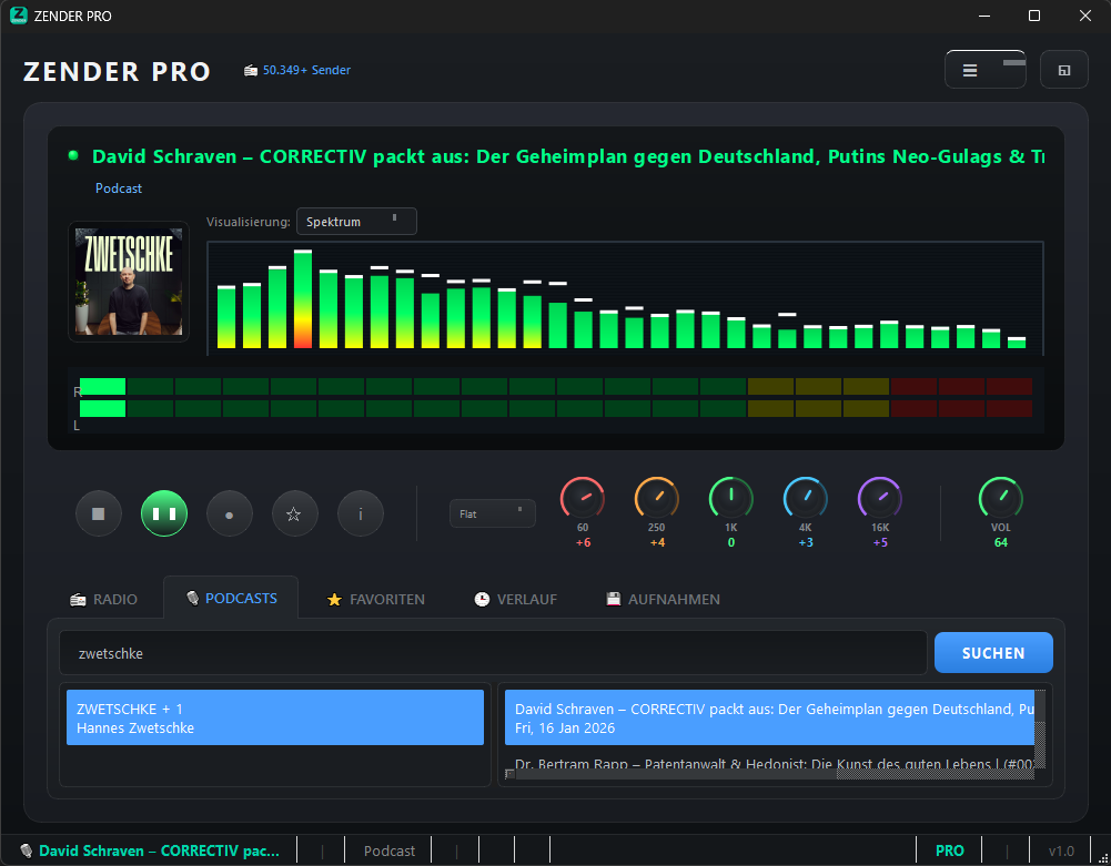 ZENDER Podcast-Ansicht